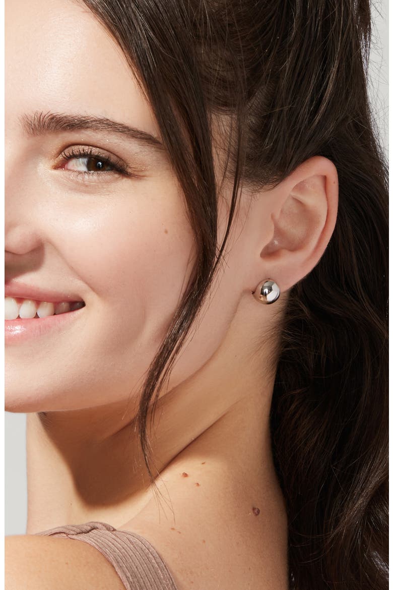 Mini Abby Sphere Huggie Hoop Earrings, Alternate, color, SILVER