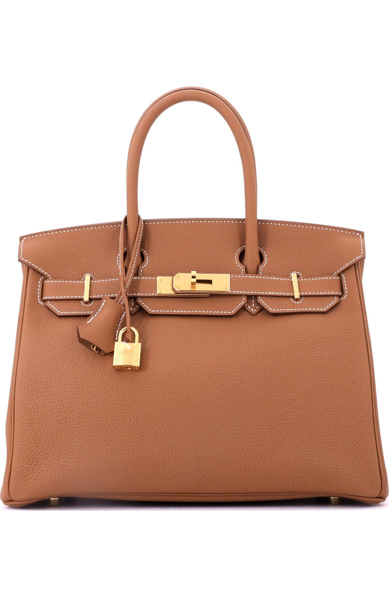 Pre-Owned Hermes Birkin Handbag Brown Togo with Gold Hardware 30, Main, color, Gold