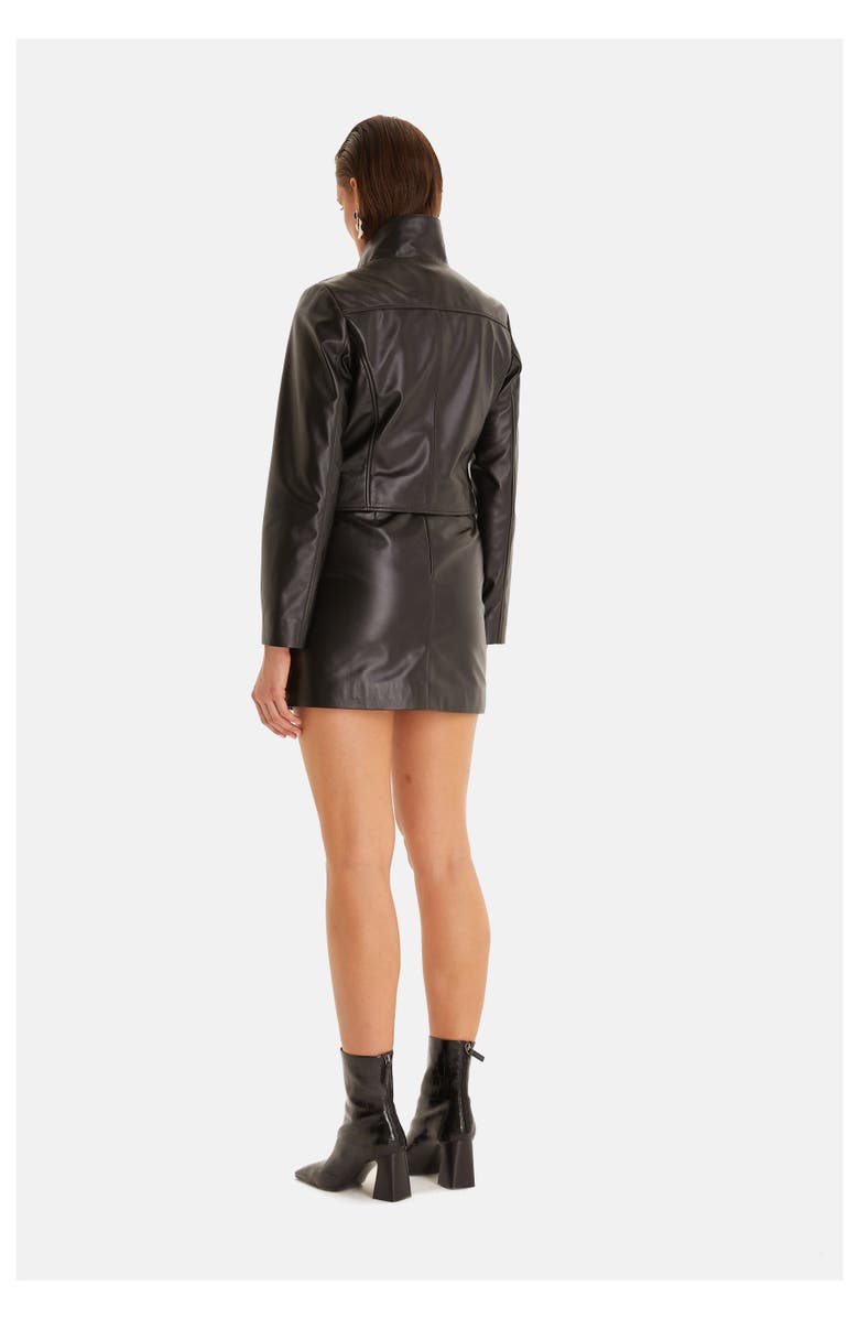 Furniq UK Maud Leather Jacket, Alternate, color, Black