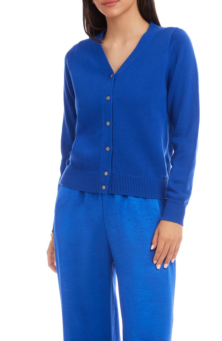 Karen Kane V-Neck Cardigan, Alternate, color, Sapphire Blue