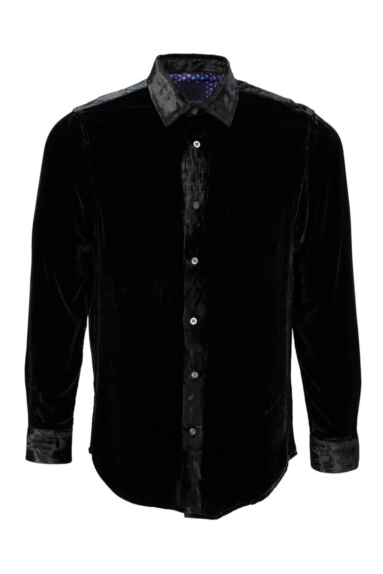 Ned Button-Up Velvet Shirt, Alternate, color, Black