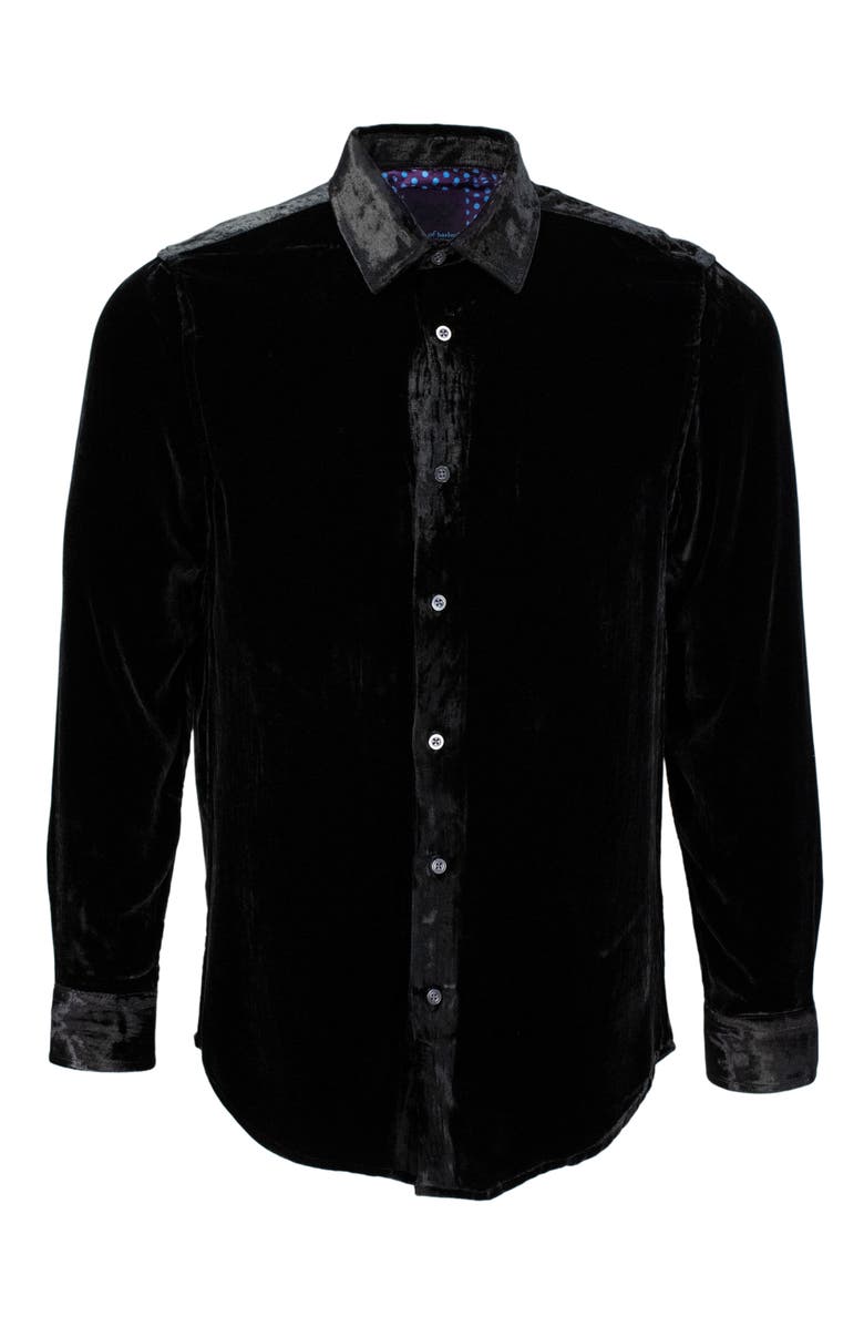 Lords of Harlech Ned Button-Up Velvet Shirt, Alternate, color, Black