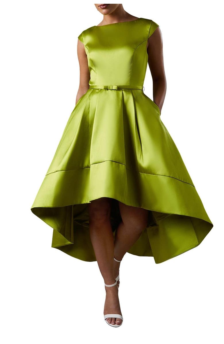 Coast High Low Twill Midi Dress, Alternate, color, Chartreuse