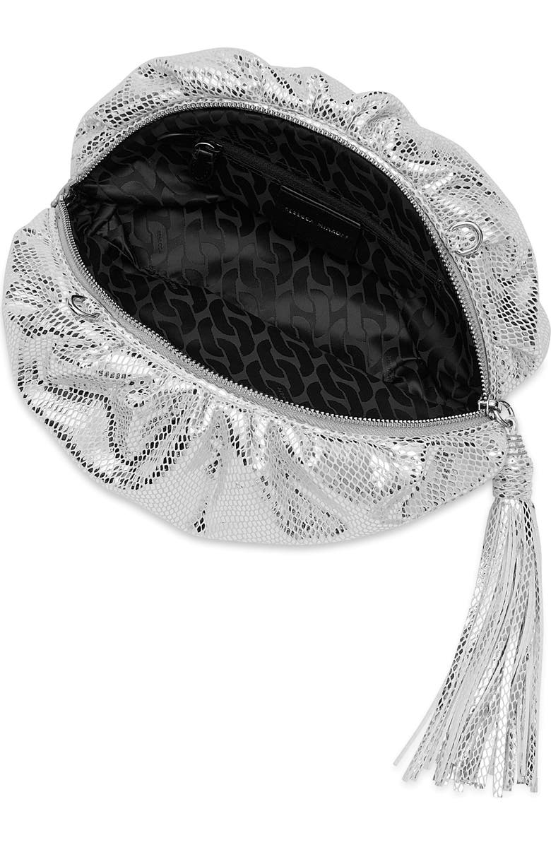 Rebecca Minkoff Small Ruched Metallic Clutch, Alternate, color, Silver