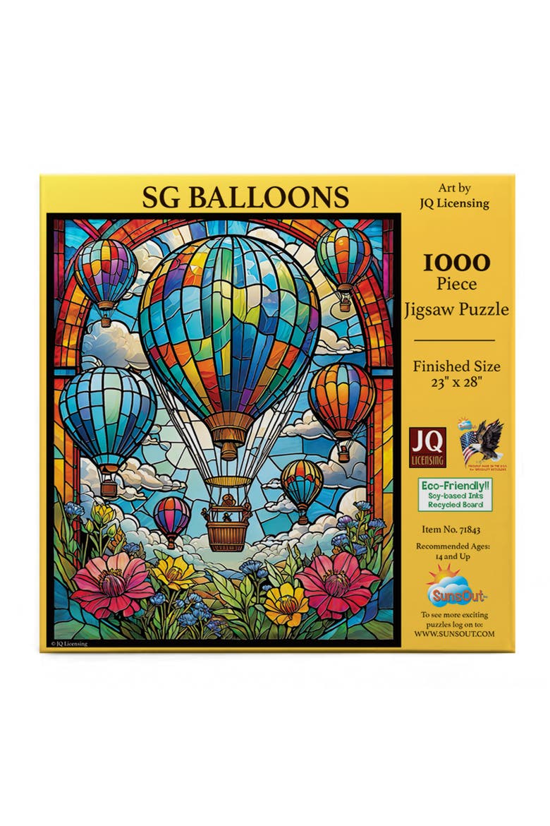 Balloons Stained Glass 1000 piece Jigsaw Puzzle for Adults, Alternate, color, Multicolor