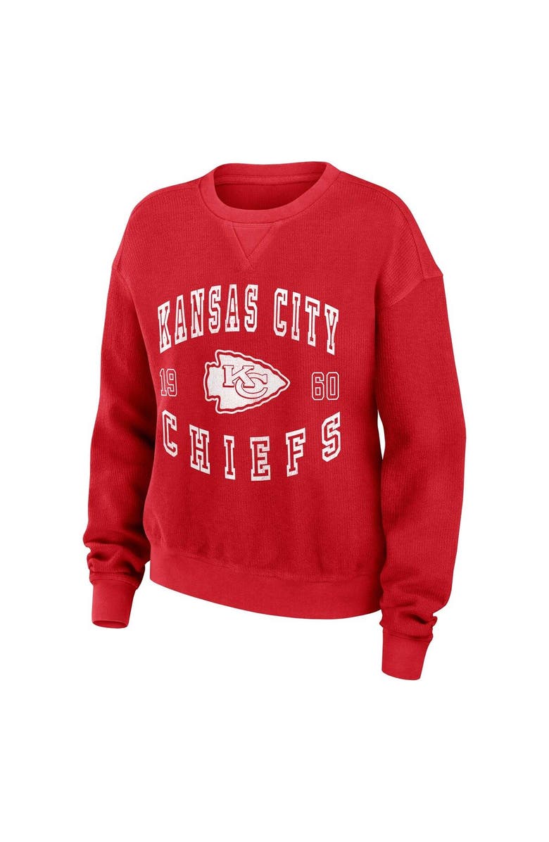 WEAR by Erin Andrews Women's WEAR by Erin Andrews Red Kansas City Chiefs Vintage Corduroy Pullover Sweatshirt, Alternate, color, 