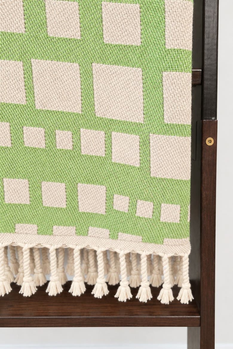 Cubist Reversible Organic Cotton Throw Blanket, Alternate, color, Olive