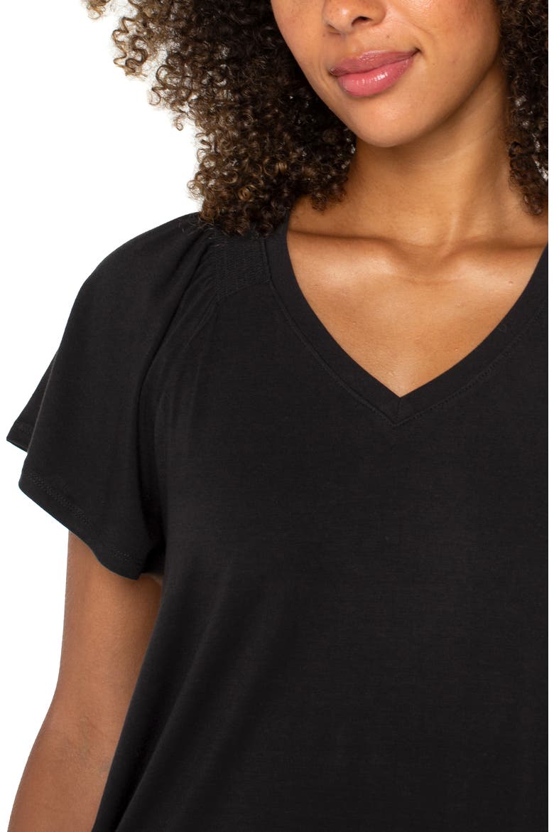 V-Neck Flutter Sleeve Jersey Top, Alternate, color, BLACK