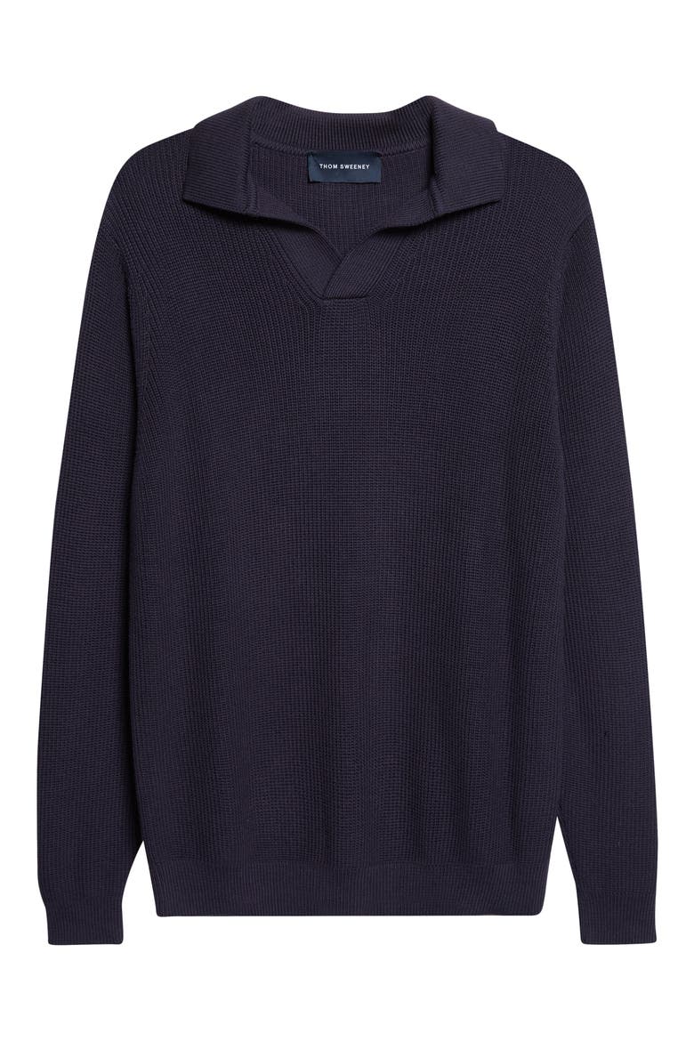 Skipper Long Sleeve Cotton Polo, Alternate, color, NAVY