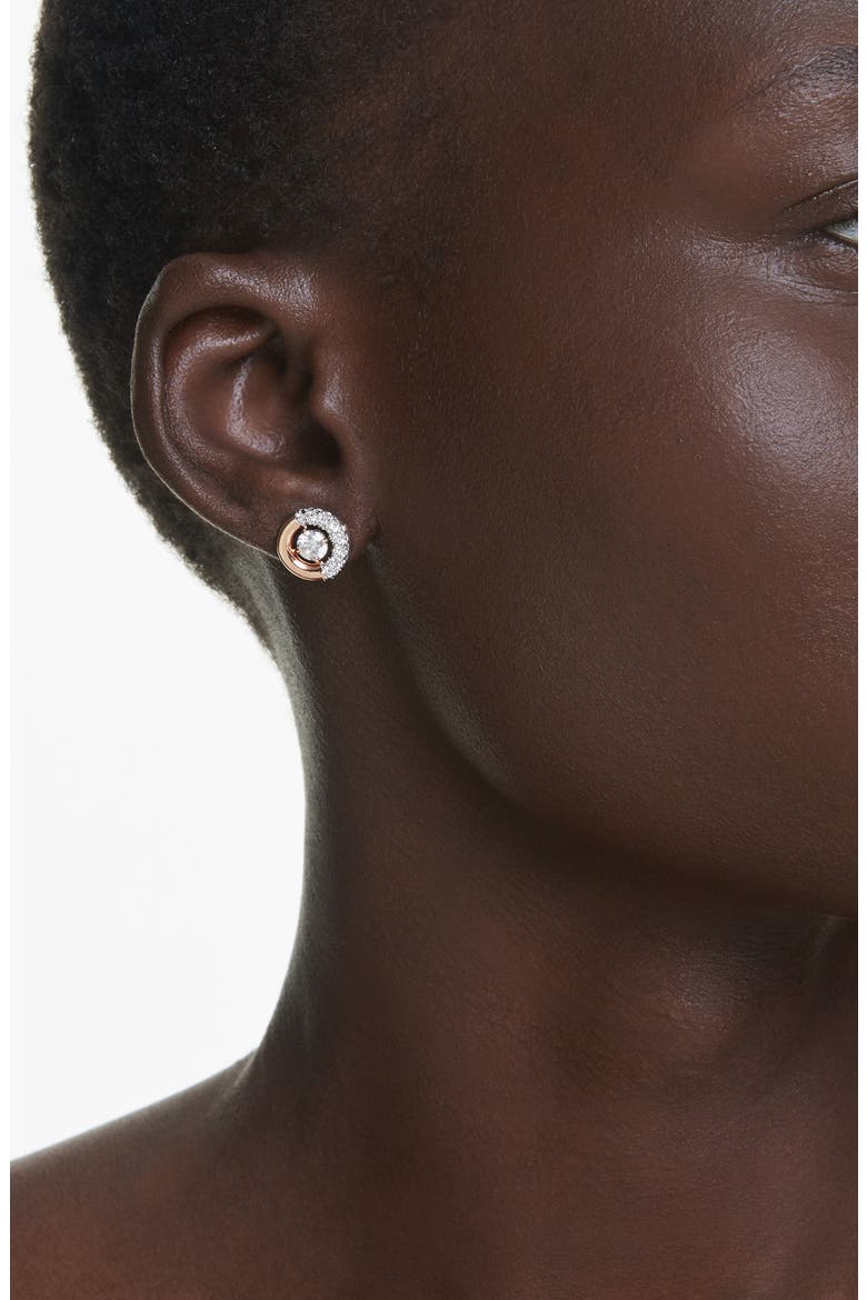 Dextera Dancing Crystal Stud Earrings, Alternate, color, ROSE GOLD