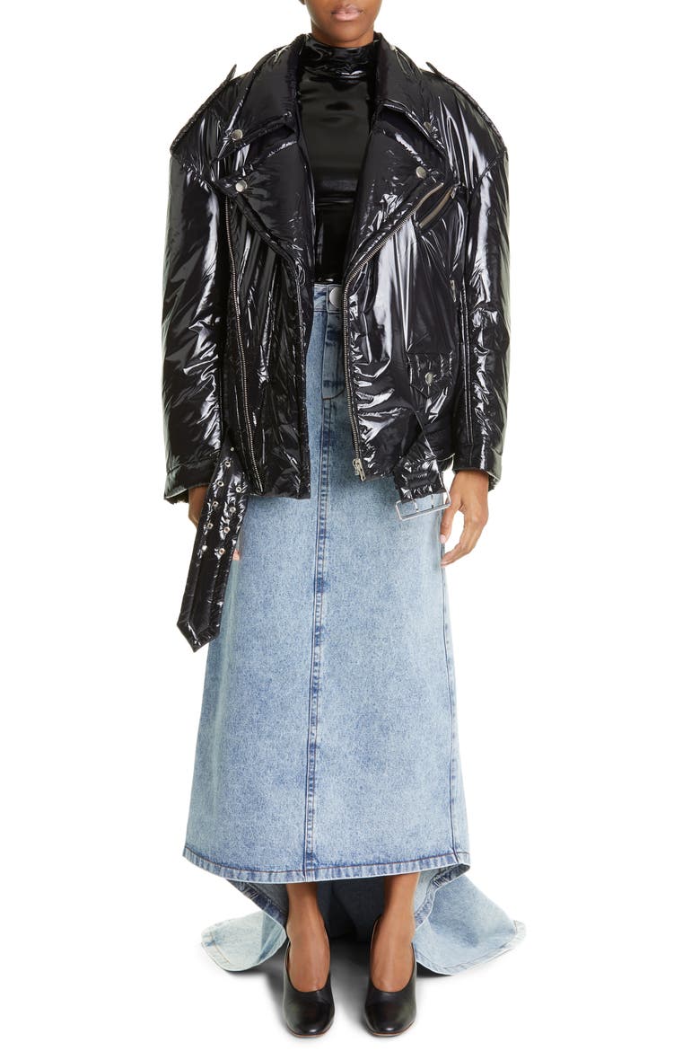 Denim Maxi Skirt with Train, Alternate, color, BLUE