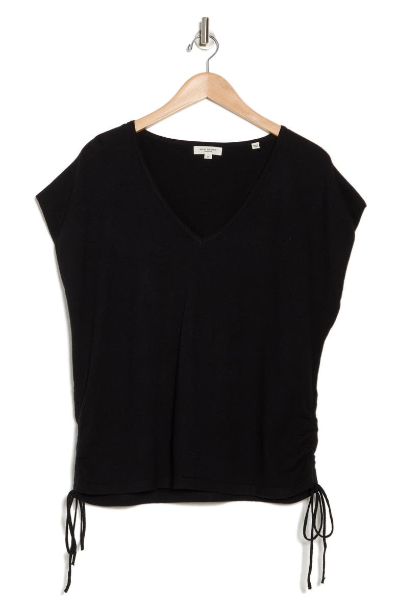 MAX STUDIO Side Tie Cinched Top, Alternate, color, Black