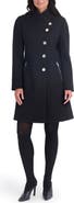 Kensie Pleated Peplum Faux Wool Coat