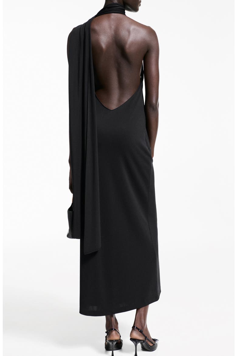Asymmetric Drape Maxi Dress, Alternate, color, BLACK