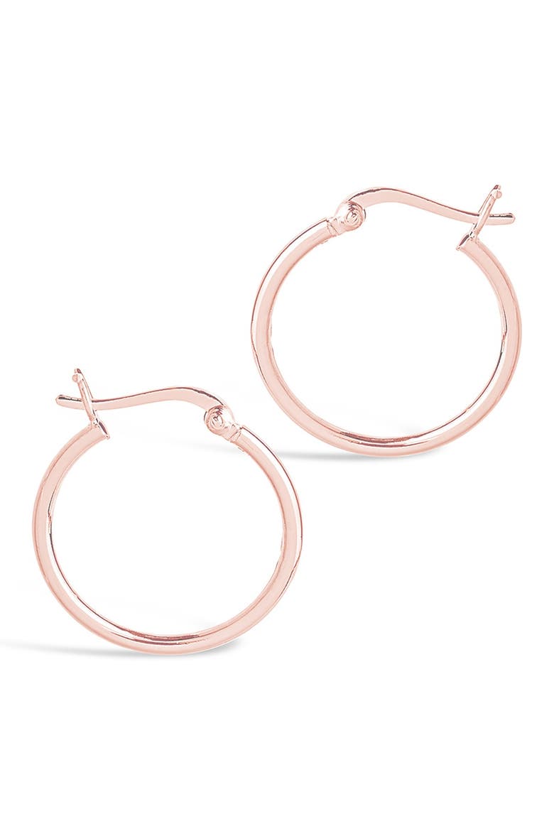 14K Rose Gold Plated Sterling Silver 0.75" Hoop Earrings, Main, color, SILVER