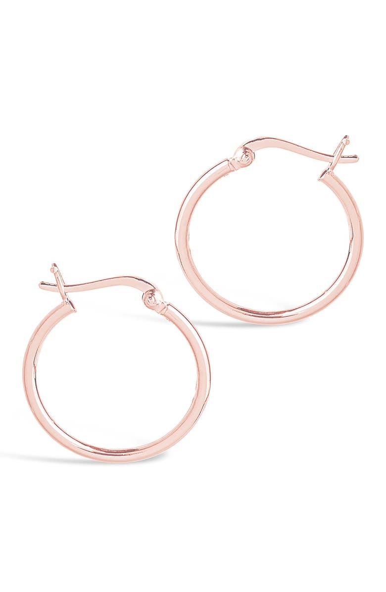 Sterling Forever 14K Rose Gold Plated Sterling Silver 0.75" Hoop Earrings, Main, color, Silver