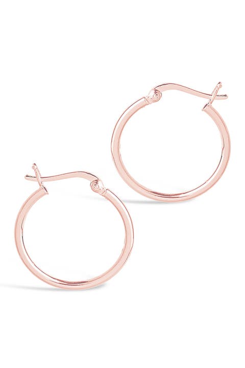14K Rose Gold Plated Sterling Silver 0.75" Hoop Earrings
