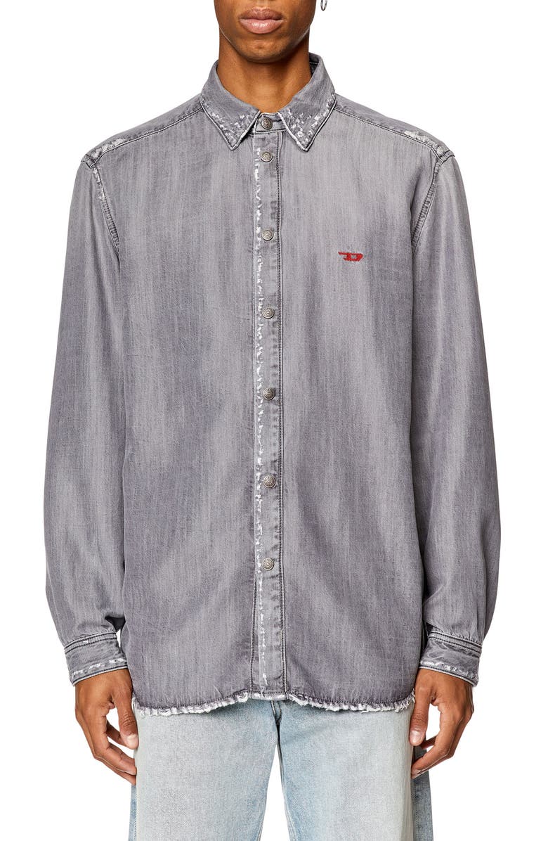 DIESEL<sup>®</sup> D-Simply Denim Snap-Up Shirt, Main, color, 