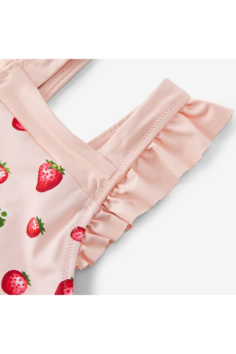 Ruffle Square Neck Swimsuit, Alternate, color, Strawberry