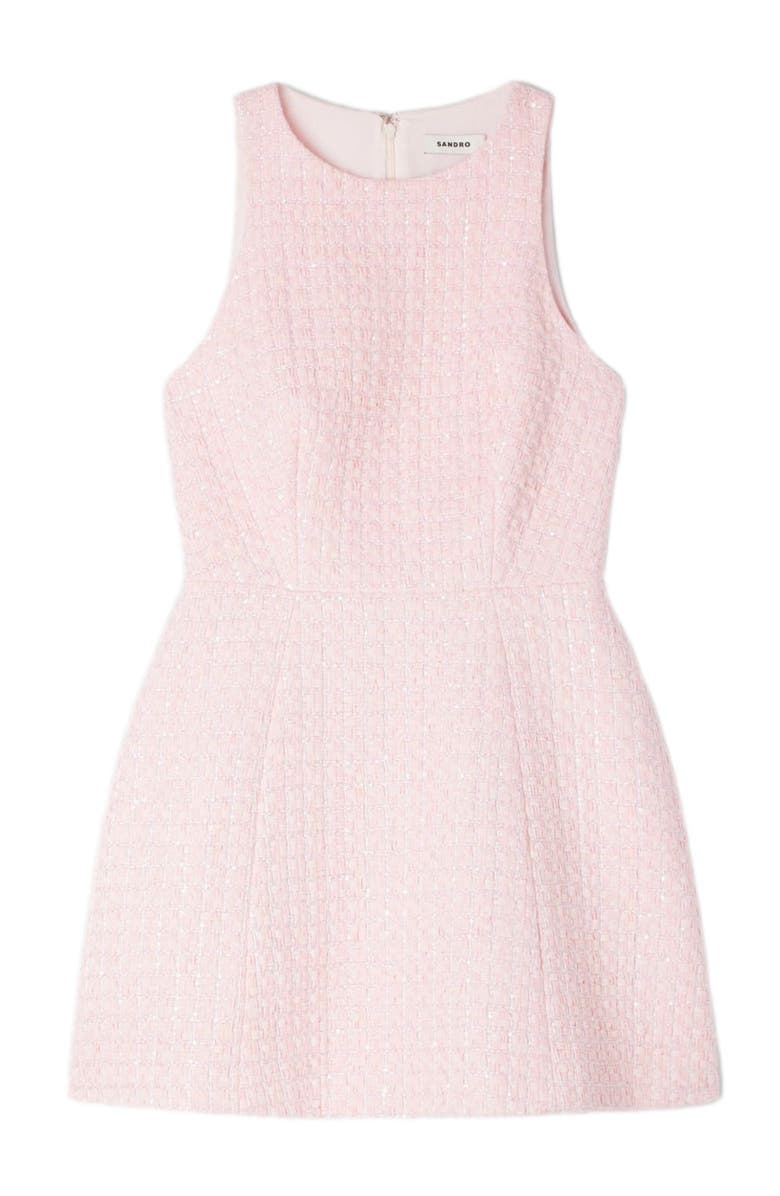 SANDRO Sequin tweed short dress, Main, color, Pink