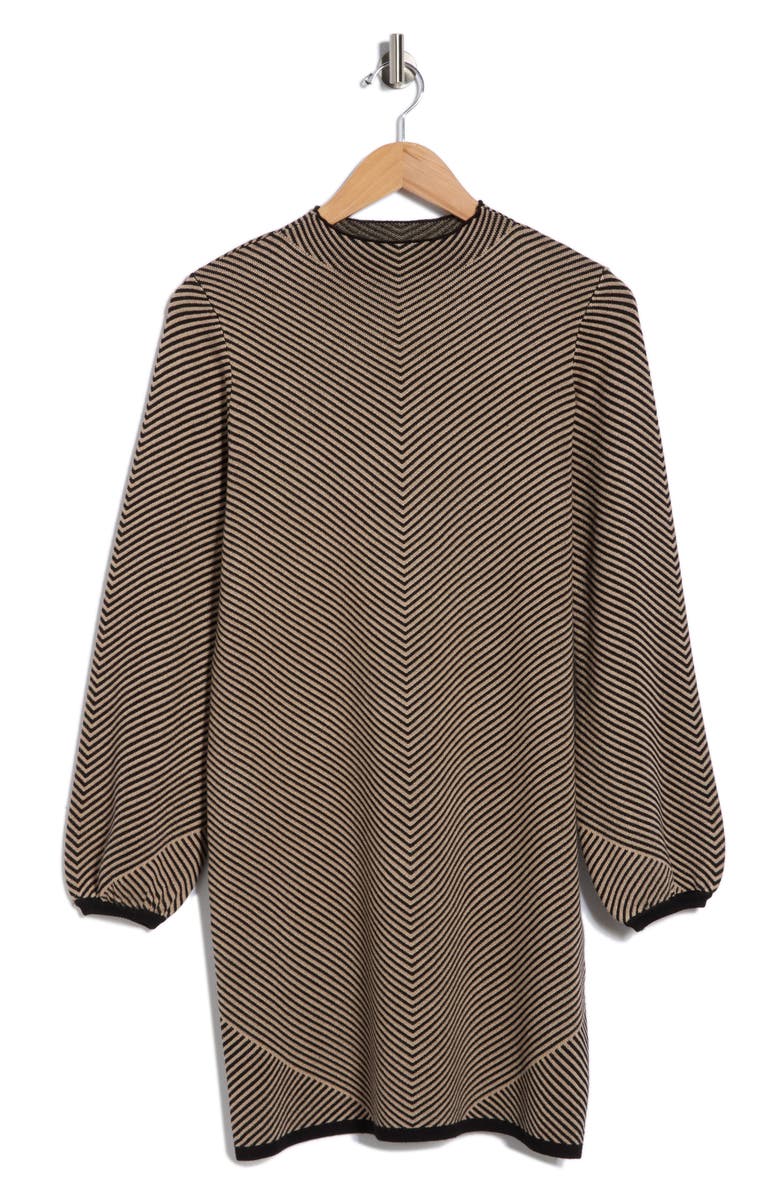 MAX STUDIO Sweater Dress, Alternate, color, Black/ Taupe