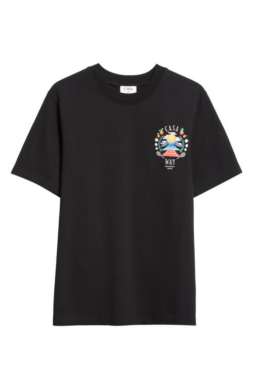 Casablanca Black Crewneck T-shirt With Logo Detail On The Front And Maxi Logo Print On The Rear In Black