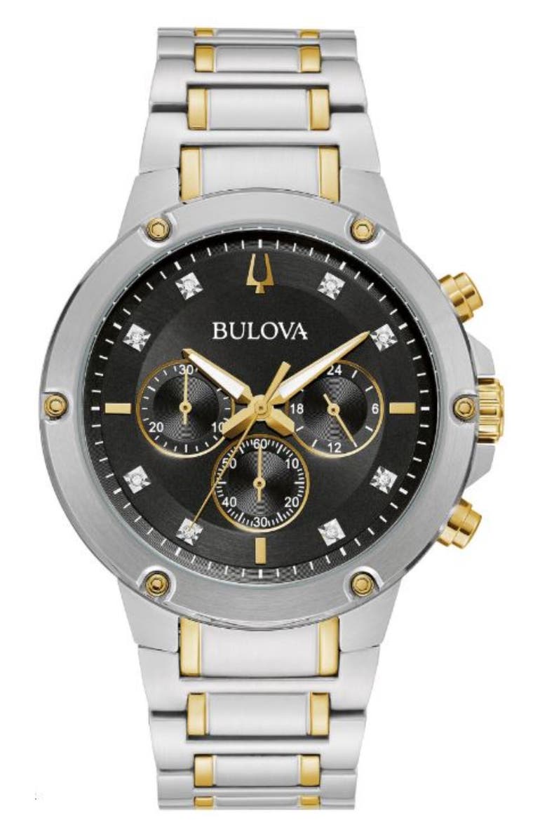 BULOVA Two-Tone Diamond Accented Bracelet Watch, 43mm, Main, color,