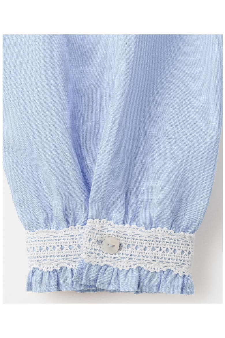 Floral Embroidered Lace Trim Button-Up Shirt, Alternate, color, SKY BLUE