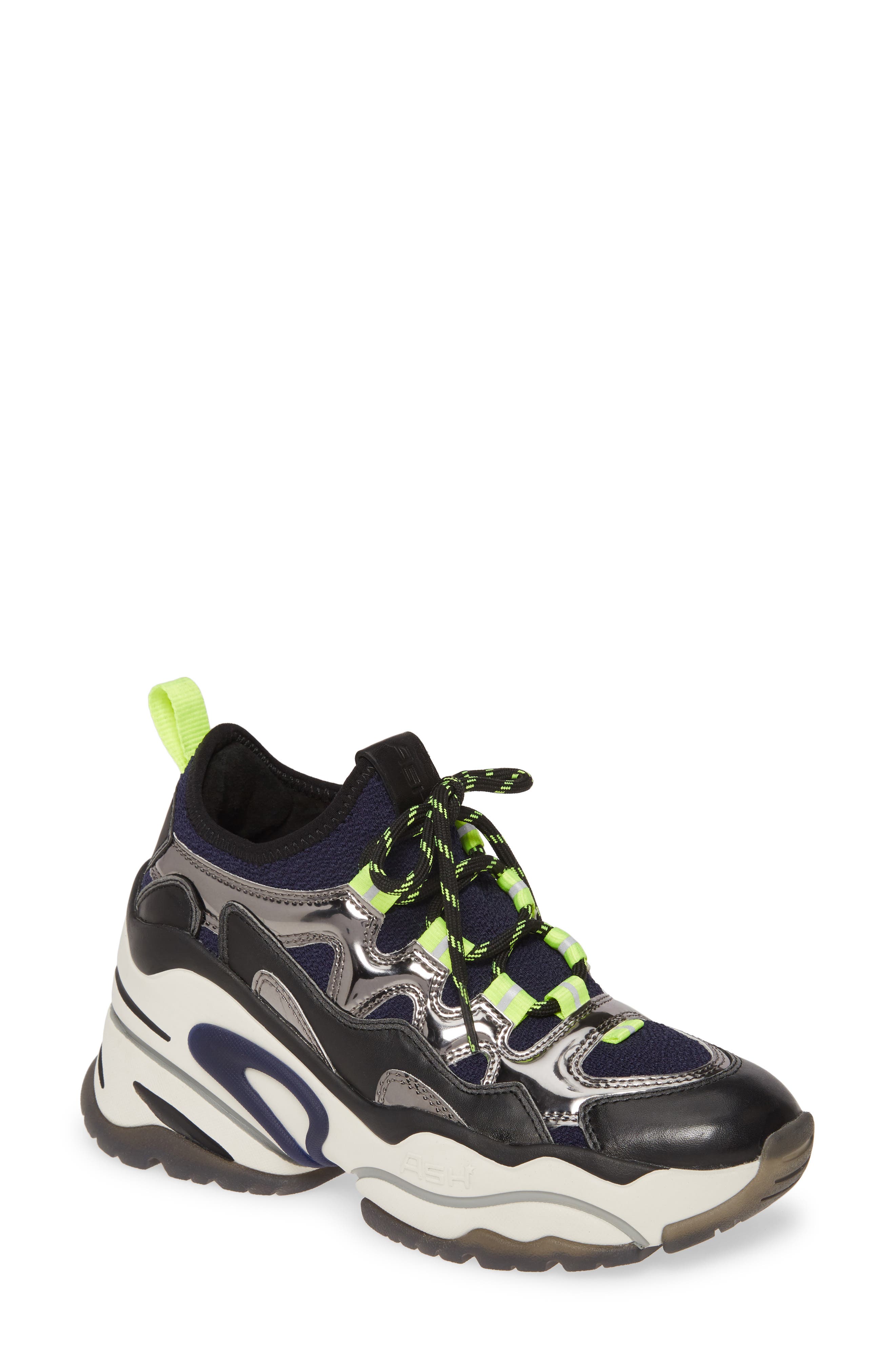 Bird Wedge Sneaker, Main, color, BLACK/ MIDNIGHT/ METAL