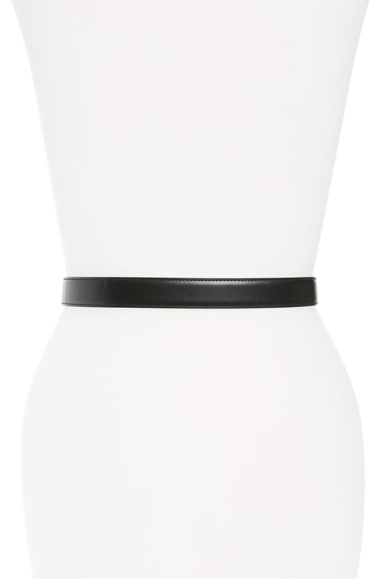 Barocco Leather Belt, Alternate, color, BLACK