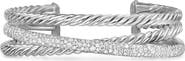 David Yurman Crossover Three-Row Cuff Bracelet in Sterling Silver with Diamonds, 20mm
