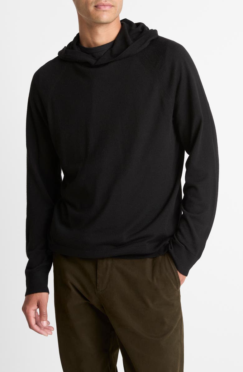 Vince Wool & Cashmere Hooded Sweater, Main, color, Black