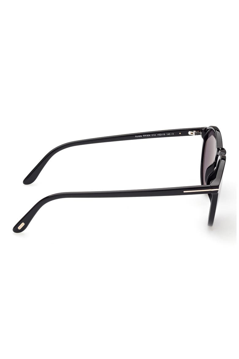 52mm Polarized Round Sunglasses, Alternate, color, SHINY BLACK / SMOKE