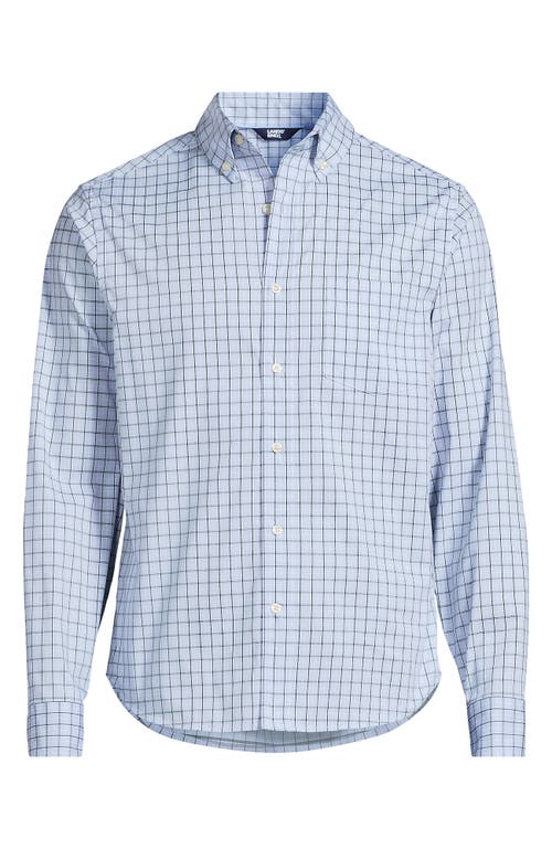 Lands' End Traditional Fit Long Sleeve Travel Kit Shirt In Blue