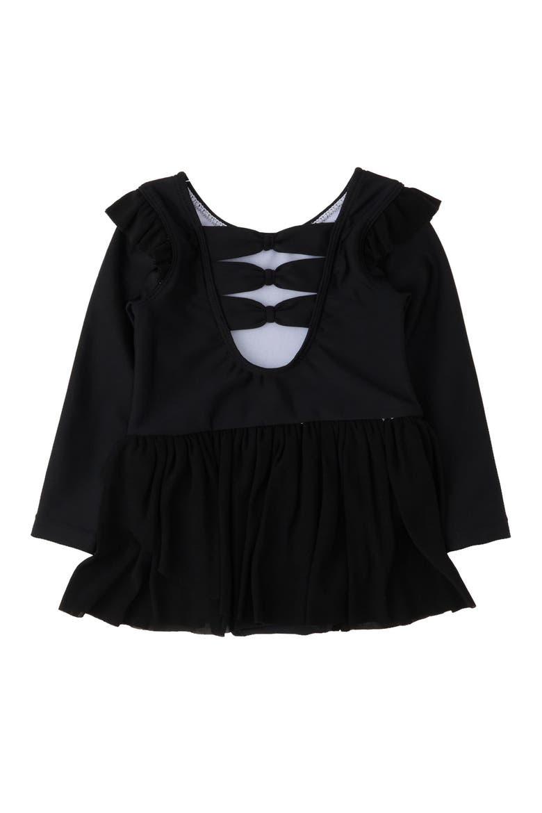 Flutter Long Sleeve Leotard, Alternate, color, Black