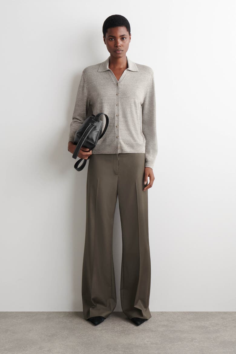 Knitted Linen-Merino Shirt, Alternate, color, STONE MÉLANGE
