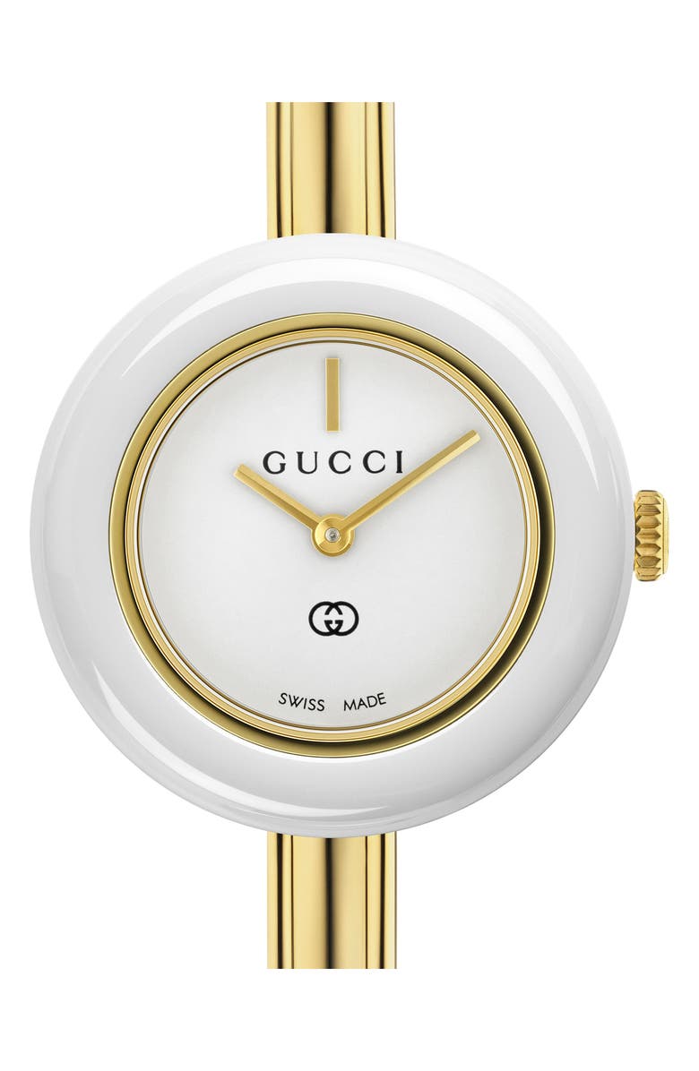 Gucci Play Bangle Bracelet Watch, 28mm, Alternate, color, White/ Gold