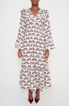 The Chaos Petal Print Long Sleeve Maxi Dress