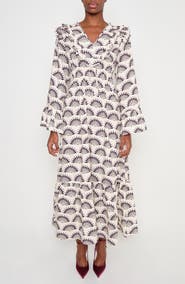 The Lulo Project The Chaos Petal Print Long Sleeve Maxi Dress