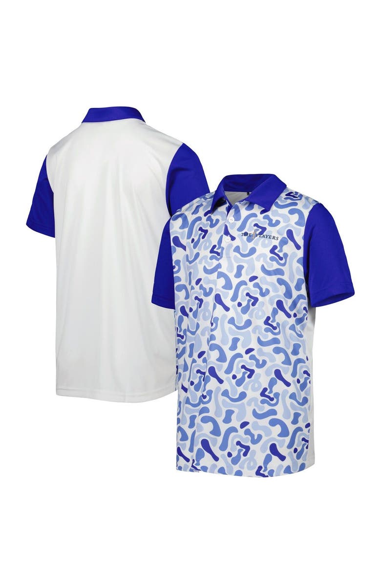 adidas Youth adidas White/Blue THE PLAYERS Print AEROREADY Polo, Main, color, White