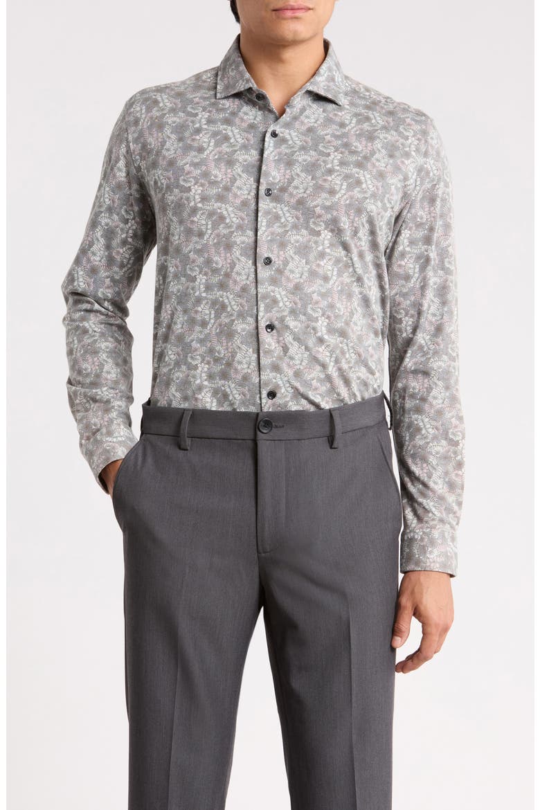 Long Sleeve Printed DryTouch Pique Shirt, Main, color, DARK PINK