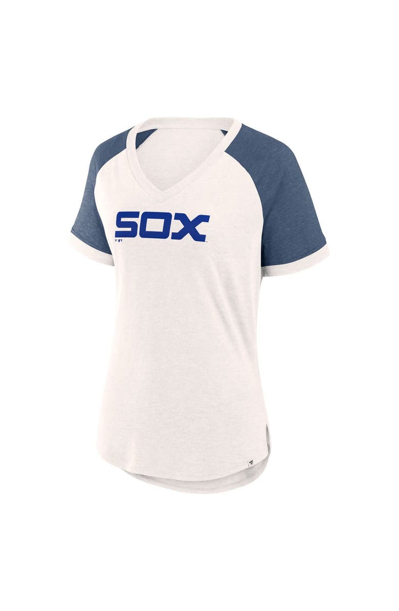 FANATICS Women's Fanatics Branded White/Navy Chicago White Sox For the Team Slub Raglan V-Neck Jersey T-Shirt, Alternate, color, 