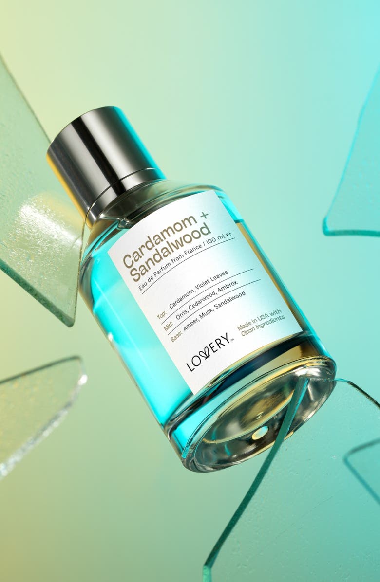 Lovery Cardamom Sandalwood Eau de Parfum, Made in USA, 3.4 oz, Alternate, color, Silver, White, Cream, Black