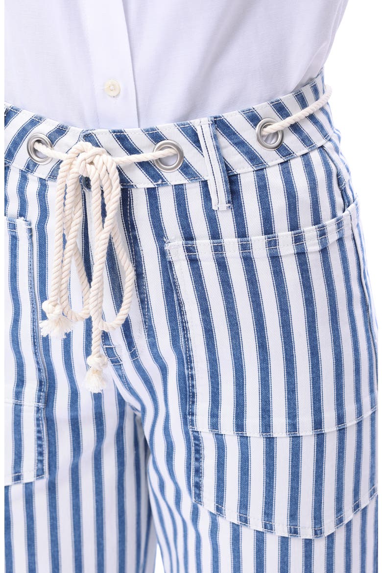 Tamsin Drawstring High Waist Wide Leg Jeans, Alternate, color, WHITE AND BLUE