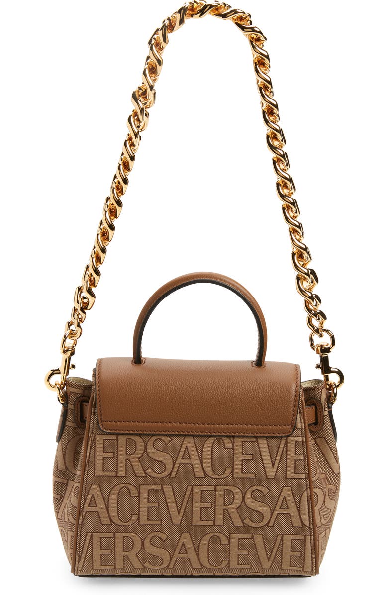 Versace Small La Medusa Canvas & Leather Handbag, Alternate, color,