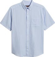 Johnston & Murphy Leland Stripe Short Sleeve Seersucker Button-Down Shirt