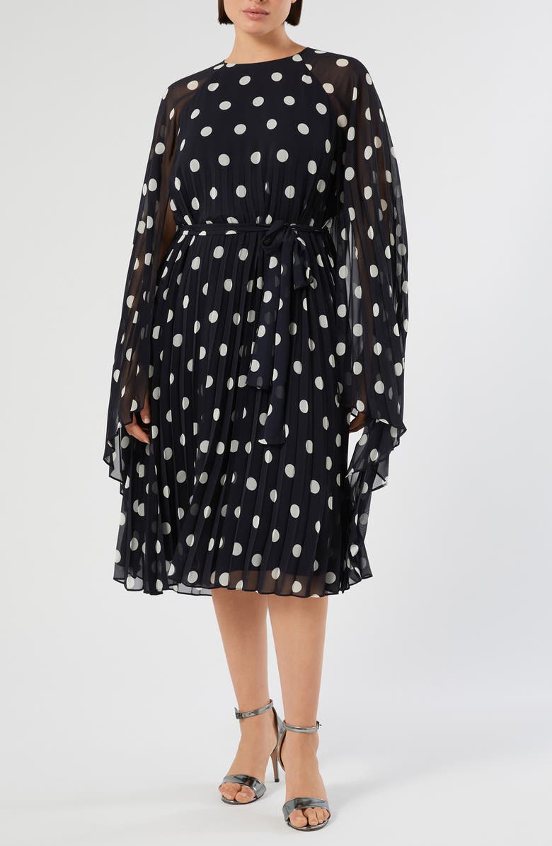 Marina Rinaldi Long Sleeve Georgette Midi Dress, Main, color, Ultramarine