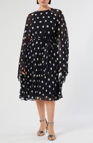 Marina Rinaldi Long Sleeve Georgette Midi Dress