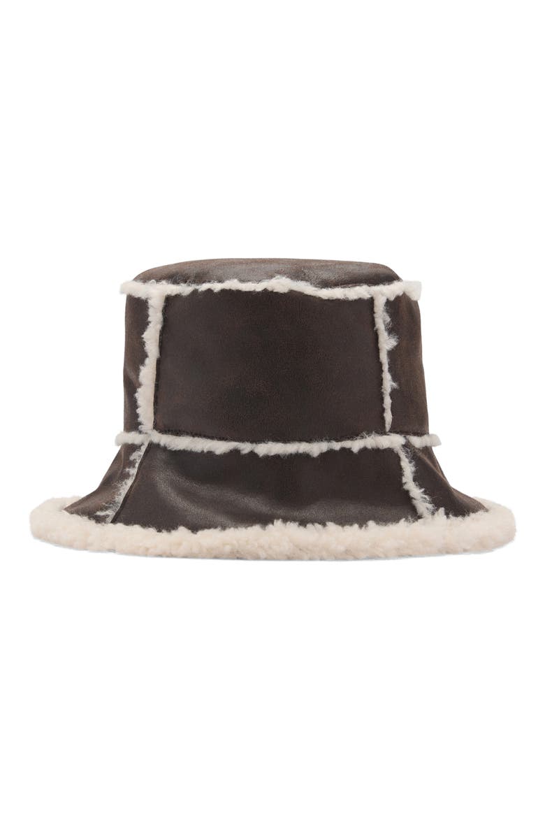 Faux Shearling Bucket Hat, Main, color, CHOCOLATE