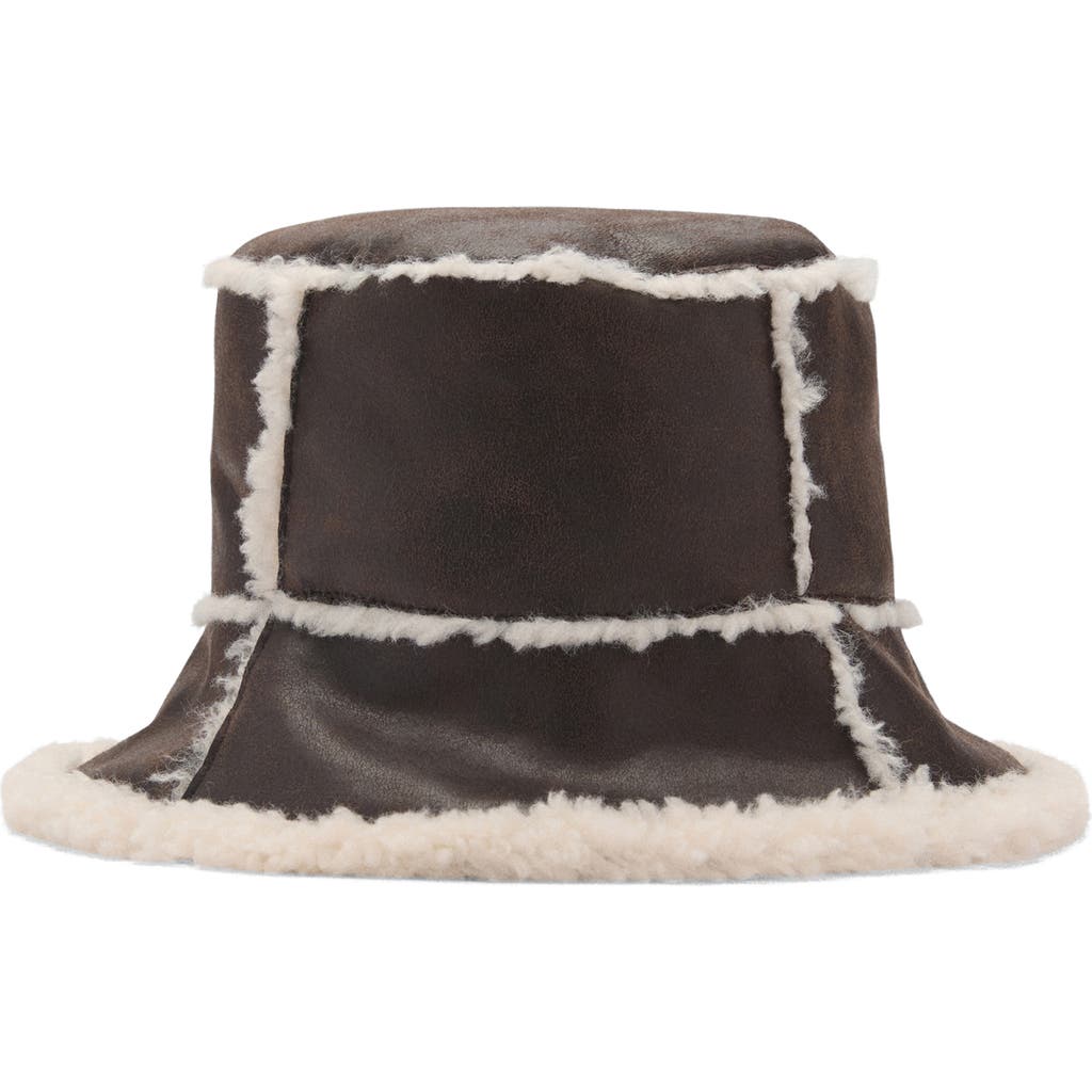 Mango Faux Shearling Bucket Hat In Brown
